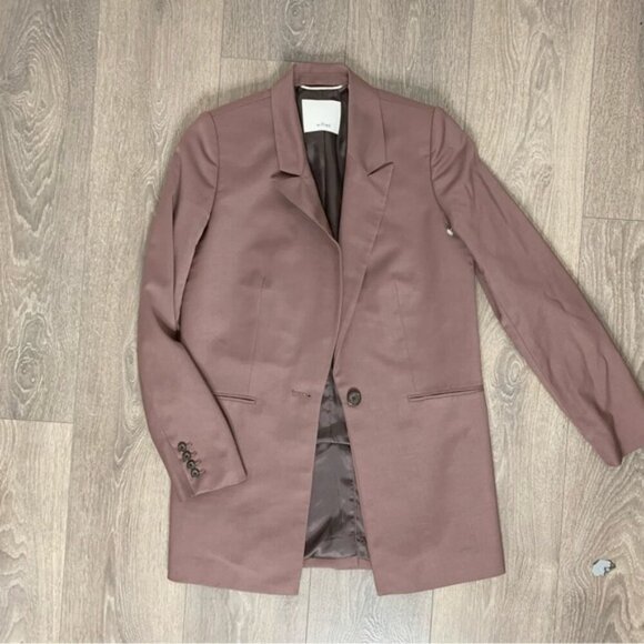Aritzia Wilfred Belcastel Blazer Jacket Oversized Shoulder Pads Tailored Brown - Picture 8 of 15